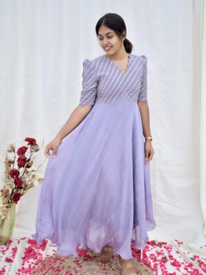 Embroidered scallop Anarkali