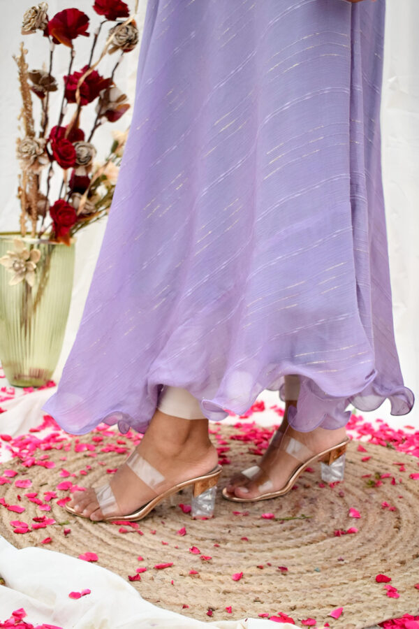 Embroidered scallop Anarkali - Image 3