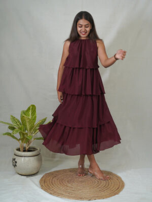 Halter neck tiered dress