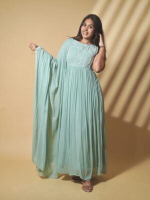 Pearl embroidered anarkali with dupatta