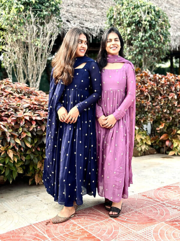 Embroidered Anarkali with dupatta - Image 3