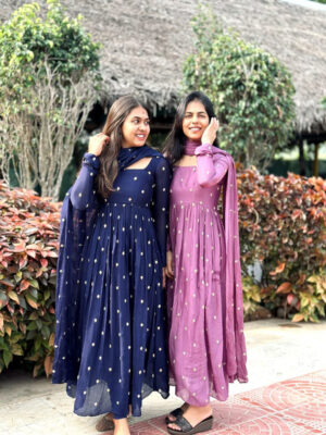Embroidered Anarkali with dupatta
