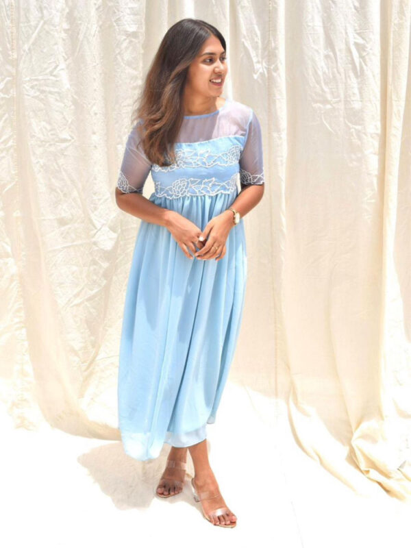 Baby blue cutwork dress