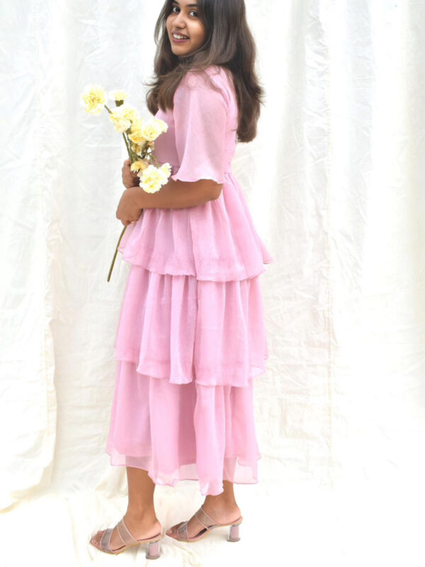 Pink tiered dress - Image 4