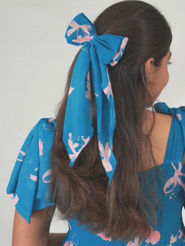 Tie-up bow printed dress - Image 4