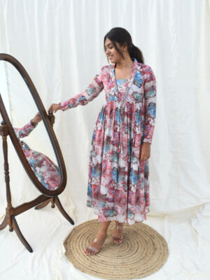 Flowy long sleeve floral dress