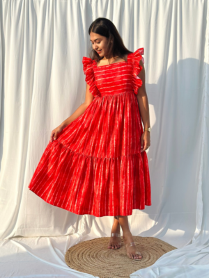 Shibori Ruffle Dress